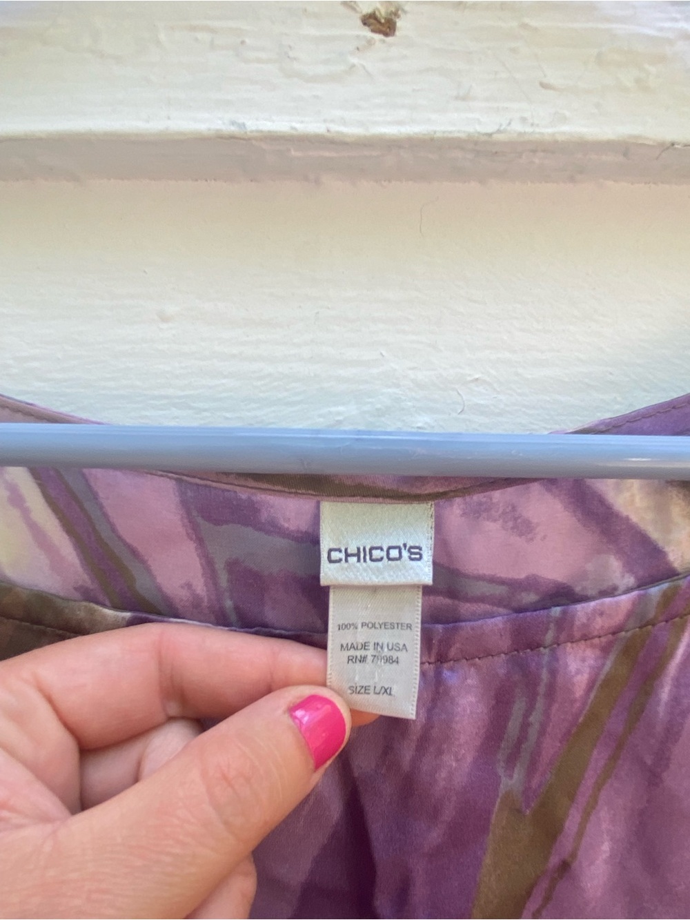 Chicos Purple and Taupe Women's Silky Batwing Artsy Top - Picture 5 of 8